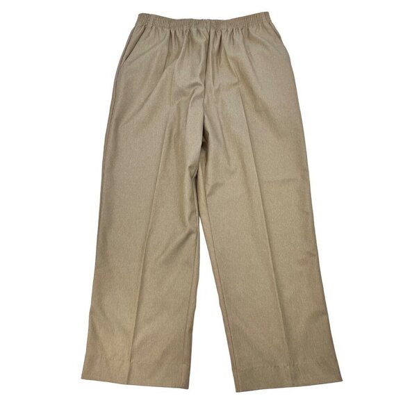 Alfred Dunner Womens Elastic Waist Pull On Cropped Straight Leg Pants Tan 8 - Picture 1 of 9